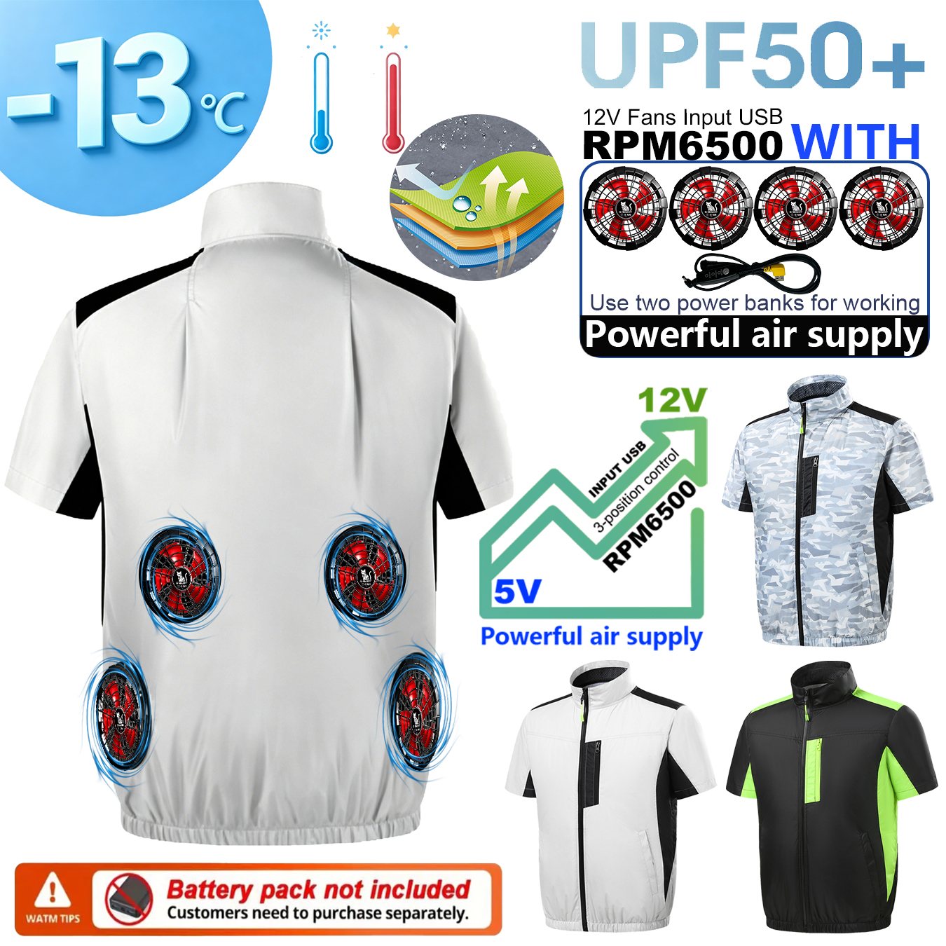 Outdoor Sport Windbreaker - Yaz 4 Fanlı Klima Soğutma Yeleği